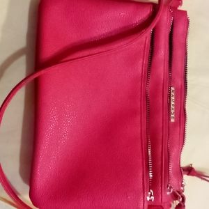 Rampage pink triple zipper crossbody purse
